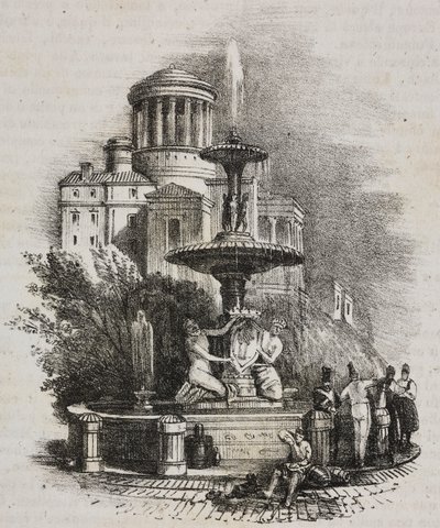 Fontana del Prado, Madrid, Spagna, litografia di Salvatore Puglia da Poliorama Pittoresco, n. 39, 4 maggio da Salvatore Puglia