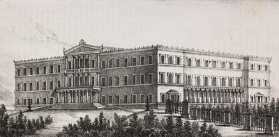 Palazzo Reale ad Atene, Grecia, litografia di Salvatore Puglia da Poliorama Pittoresco, n 5, 9 settembre da Salvatore Puglia