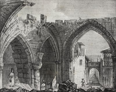 Rovine lungo la Strada dei Cavalieri, Città di Rodi, Grecia, litografia di Salvatore Puglia da Poliorama Pittoresco, n.3, 27 agosto da Salvatore Puglia