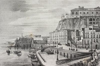 Veduta di Borgo Santa Lucia, Napoli, Campania, Italia, da Poliorama Pittoresco, n. 36, 15 aprile da Salvatore Puglia