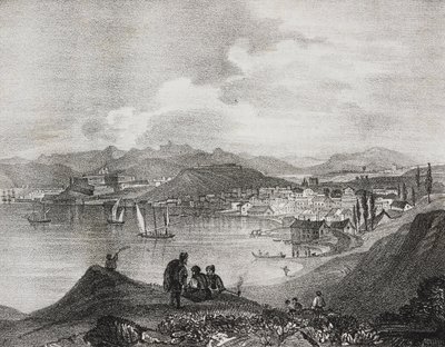 Veduta di Corfù dal Monte Oliveto, Isole Ionie, Grecia, litografia di Salvatore Puglia da Poliorama Pittoresco, n.25, 25 gennaio da Salvatore Puglia