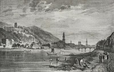 Veduta di Heidelberg, Germania, litografia di Salvatore Puglia da Poliorama Pittoresco, n 28, 19 febbraio da Salvatore Puglia