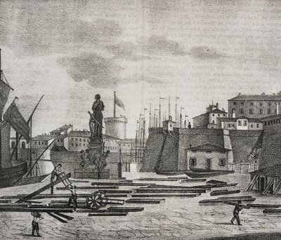 Veduta del molo di Livorno, Toscana, Italia, litografia di Salvatore Puglia da Poliorama Pittoresco, n. 38, 26 aprile da Salvatore Puglia
