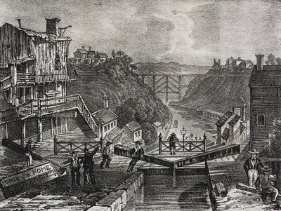 Veduta di Lockport, nello Stato di New York, Stati Uniti d