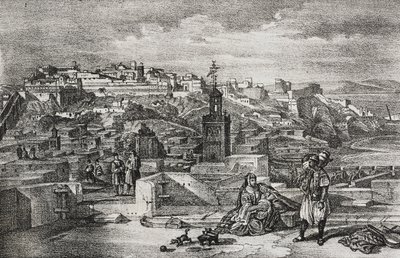 Vista della cittadella di Tangeri, Marocco, litografia di Salvatore Puglia da Poliorama Pittoresco, n. 26, 3 febbraio da Salvatore Puglia