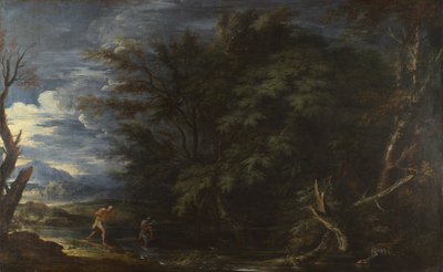 Paesaggio con Mercurio e il taglialegna disonesto, ca 1663 da Salvatore Rosa
