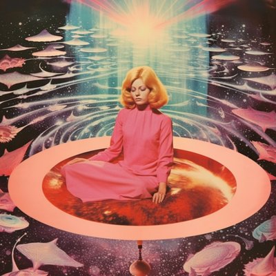 Donna in meditazione cosmica da Samantha Hearn