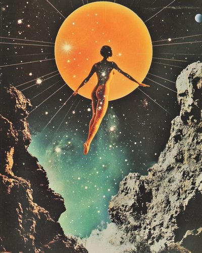 Donna fluttuante Sole cosmico da Samantha Hearn