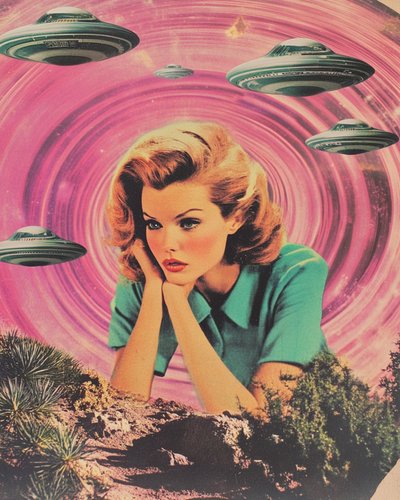 Donna in stile fantascienza retrò da Samantha Hearn