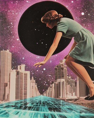 Una donna in viaggio verso la Città Cosmica da Samantha Hearn