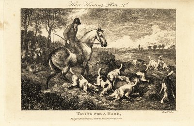 Cacciatore a cavallo che osserva un branco di cani scavare per le lepri da Samuel (after) Howitt