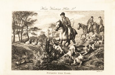 Cacciatori a cavallo che osservano mentre i cani trovano una lepre da Samuel (after) Howitt