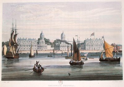 Ospedale di Greenwich, inciso da R.G. Reeve da Samuel (after) Owen