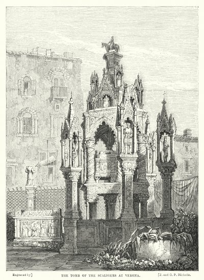 La tomba degli Scaligeri a Verona (incisione) da Samuel (after) Prout