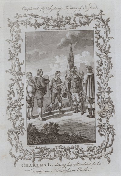 Carlo I ordina di erigere il suo stendardo sul castello di Nottingham da Samuel (after) Wale