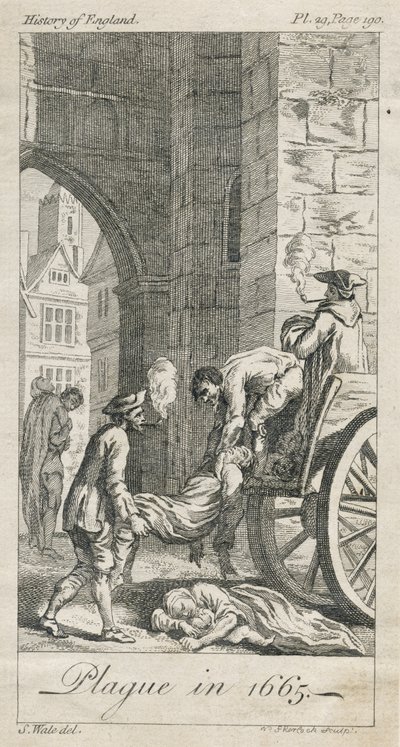 Raccolta delle vittime della peste, Holywell Lane, Shoreditch, Londra, Regno Unito da Samuel (after) Wale