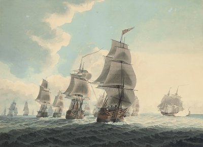Uno squadrone della Royal Navy che corre lungo il Canale da Samuel (attr. to) Atkins