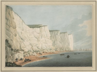 La flotta al largo della costa, Beachy Head, 1790-1805 circa (acquerello con disegno a grafite) da Samuel Atkins