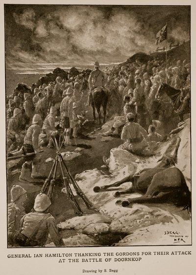 Il generale Ian Hamilton ringrazia i Gordons per il loro attacco alla battaglia di Doornkop da Samuel Begg