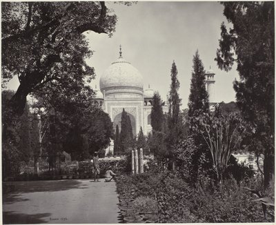 Vista del Taj Mahal e del giardino annesso da Samuel Bourne (signed by artist)