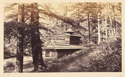 Simla; Tempio vicino alla cascata da Samuel Bourne