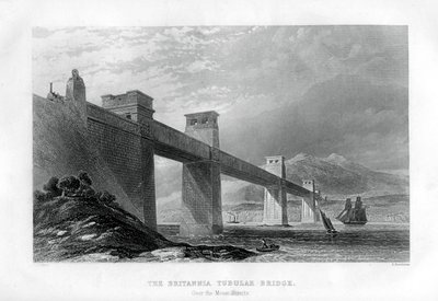Il ponte tubolare Britannia sullo stretto di Menai, Galles, 1886 da Samuel Bradshaw
