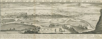 Ponte e città di Burton-upon-Trent (incisione) da Samuel Buck
