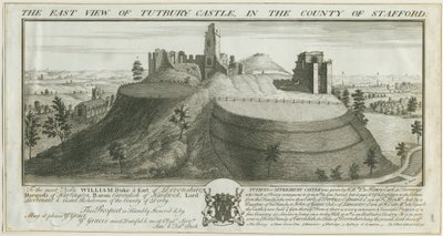 Castello di Tutbury - Vista Est (incisione) da Samuel Buck