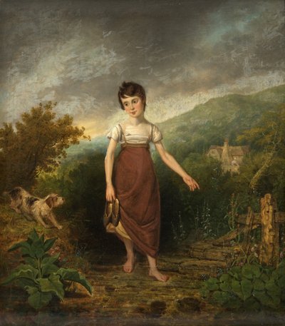 Una ragazza che attraversa un ruscello da Samuel Colman