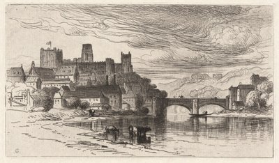 Durham, Inghilterra (Lo splendore cade sulle mura del castello) da Samuel Colman