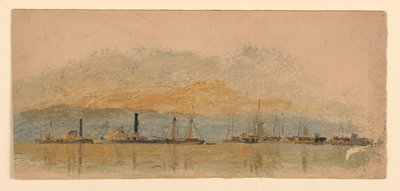 Vaporetti e Navi su un Fiume da Samuel Colman