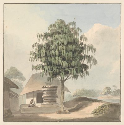 Santo uomo seduto vicino a un plinto sotto un albero da Samuel Davis