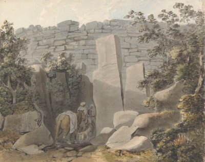 Nativo e cavaliere vicino a una rovina da Samuel Davis