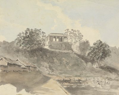 Scena fluviale con edifici da Samuel Davis