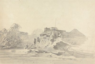 Scena fluviale con edifici nativi da Samuel Davis