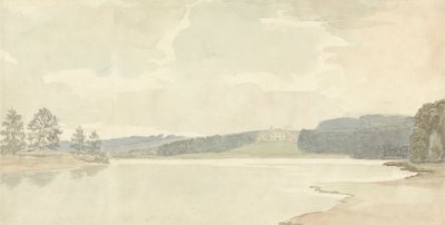 Scena fluviale con una casa di campagna in lontananza da Samuel Davis