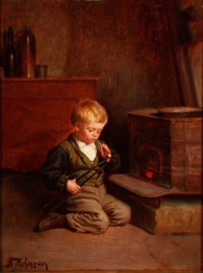 Ragazzo che accende una pipa da Samuel Frost Johnson
