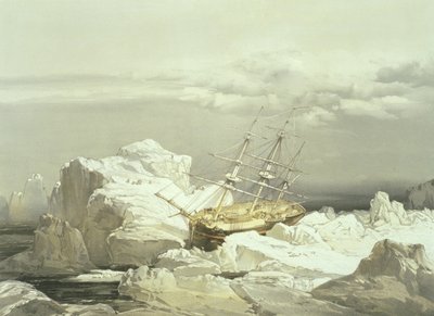 Posizione critica della H.M.S. Investigator sulla costa nord di Baring Island, 20 agosto 1851, inciso da William Simpson, pubblicato da Ackermann und Co., 1854 da Samuel Gurney Cresswell