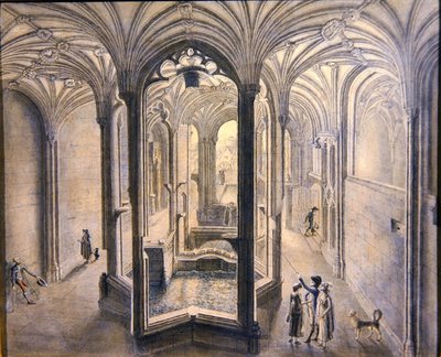 Veduta interna della Holywell Spa, Galles del Nord da Samuel Hieronymous Grimm