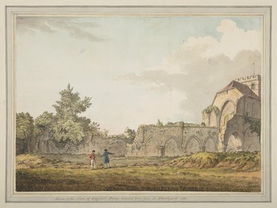 Rovine della navata della chiesa priorale di Boxgrove viste dal cimitero da Samuel Hieronymous Grimm