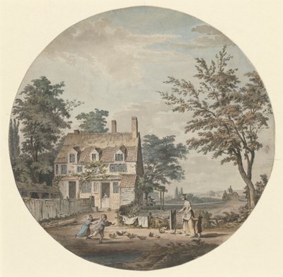 Paesaggio con Cottage, Ponte e Figure da Samuel Hieronymus Grimm