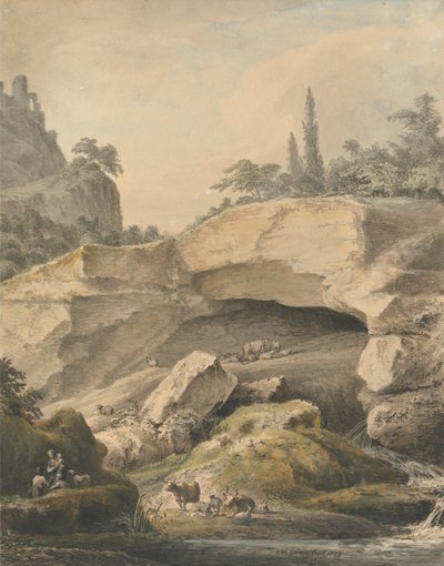 Paesaggio Roccioso con Contadini e Bestiame da Samuel Hieronymus Grimm