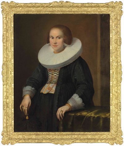 Ritratto di una giovane donna, mezzo busto, con una piuma, c.1636 da Samuel Hofmann