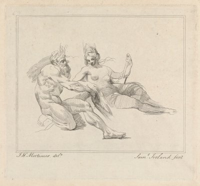 Tre incisioni su un foglio: Due Figure Mitologiche da Samuel Ireland