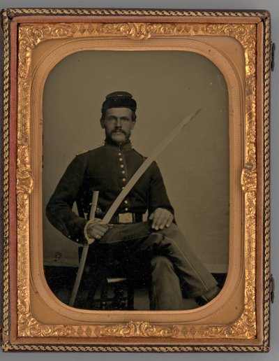 Ritratto senza titolo di un soldato seduto con sciabola, 1862 da Samuel J. Miller