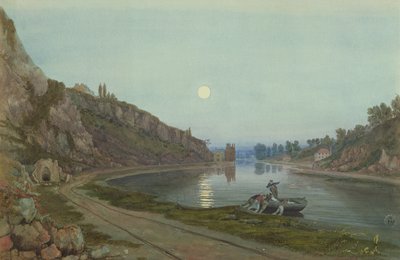 Le Nuove e Vecchie Case di Hotwell al chiaro di luna, c. 1825 da Samuel Jackson