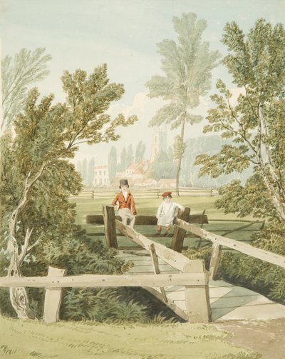 Due ragazzi su uno stile a Brislington Brook, c.1824 da Samuel Jackson