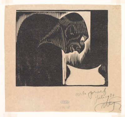 Uomo curvo con ciotola da Samuel Jessurun de Mesquita (signed by artist)