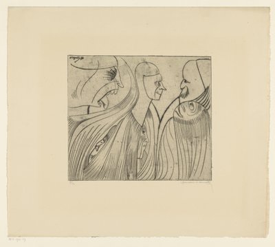 Gruppo di figure e volto con lingua fuori da Samuel Jessurun de Mesquita (signed by artist)