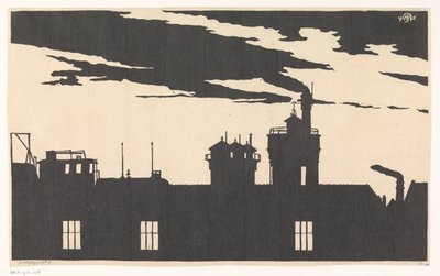 Silhouette della fabbrica del gas orientale da Samuel Jessurun de Mesquita (signed by artist)